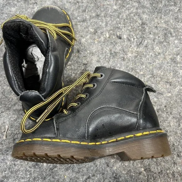 Dr. Marten Black Leather High-top Boots, Kids Size 12 - Picture 6 of 9